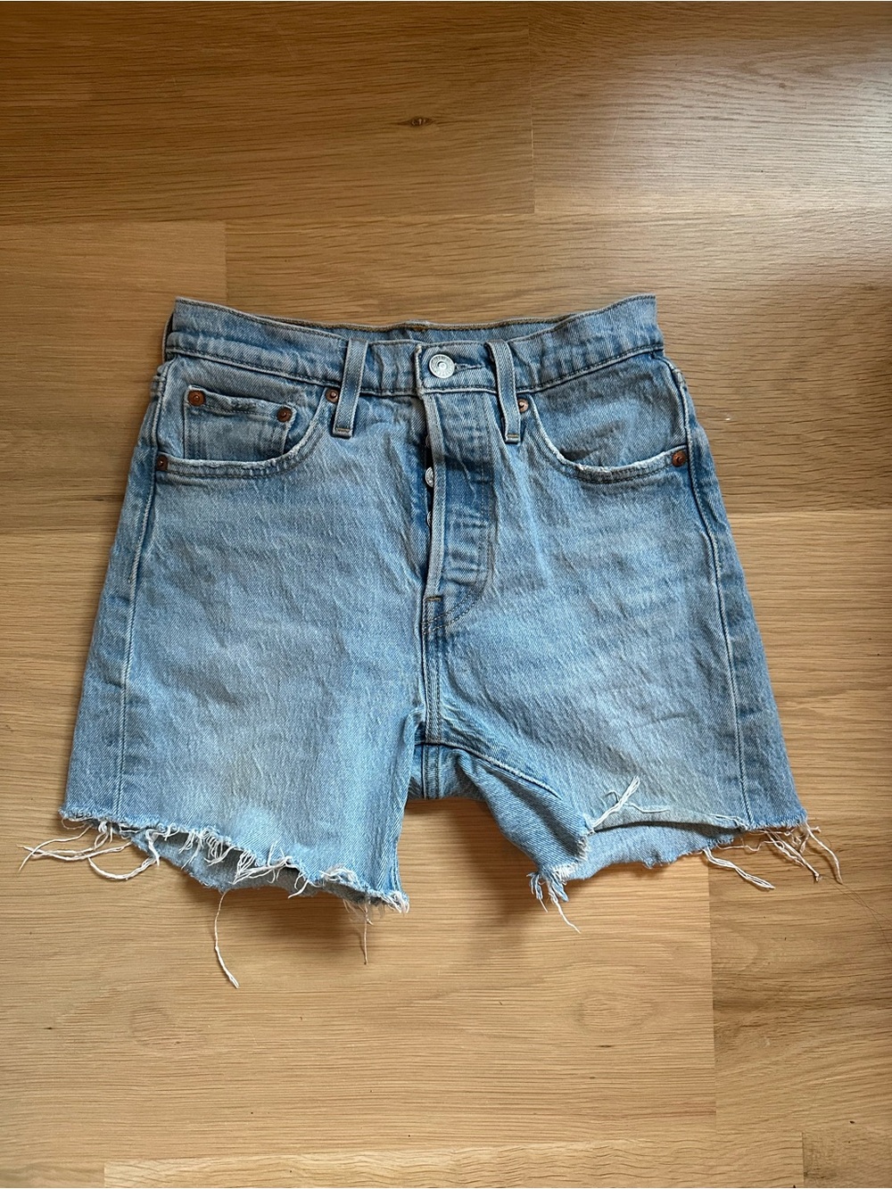 Levi’s Light Blue Distressed Denim Shorts - Women's Casual Cutoff